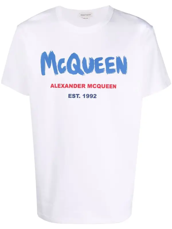 Alexander McQueen Logo Print Cotton White T-Shirt $410