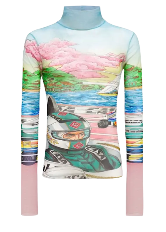 Casablanca Printed Mesh Multicolor Top $340