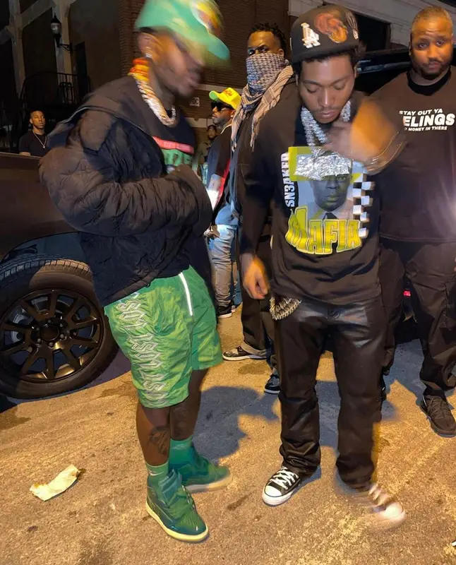 Sauce Walka outfit in Louis Vuitton, Clutch City Clothing, and Global Currency, 2021