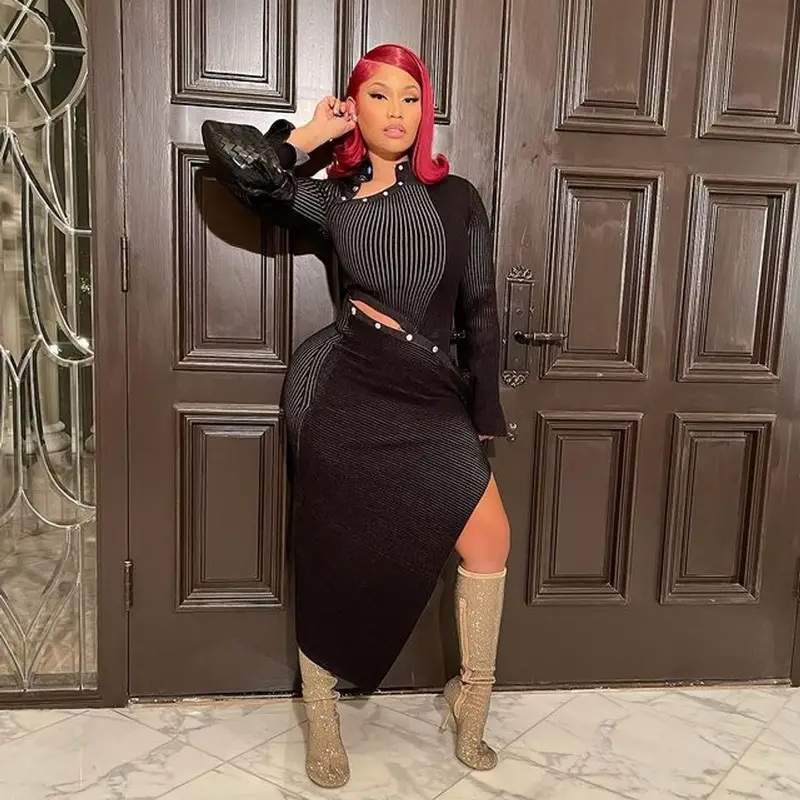 Nicki Minaj outfit in Off-White and Bottega Veneta, 2021