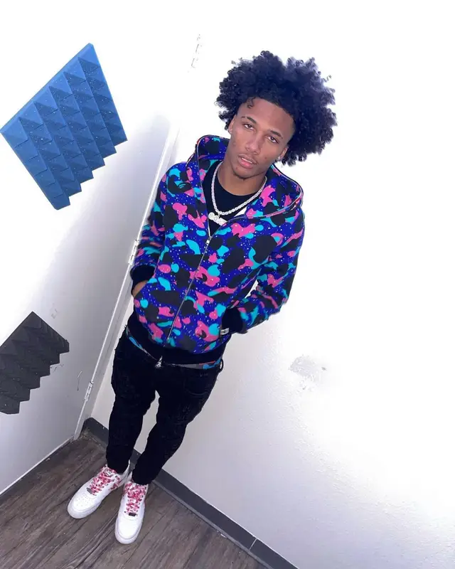 Mikey outfit in Bape, Valabasas, and Kid Cudi Merch, 2021