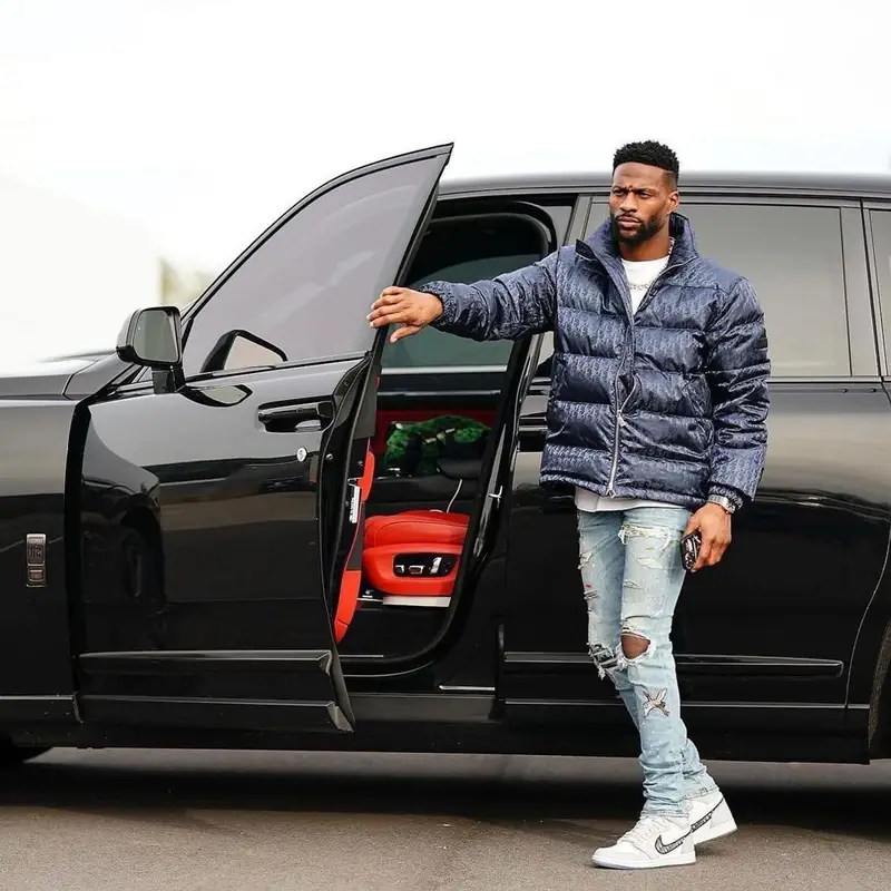 Emmanuel Sanders outfit in Dior, Amiri, and Nike, 2021