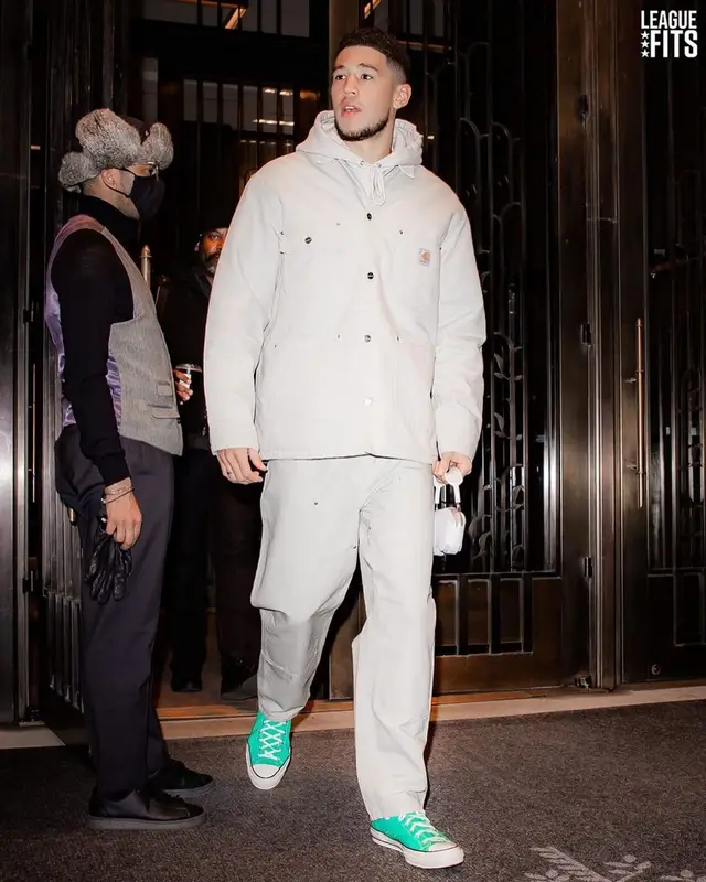 Devin Booker outfit in Carhartt and Converse, 2021