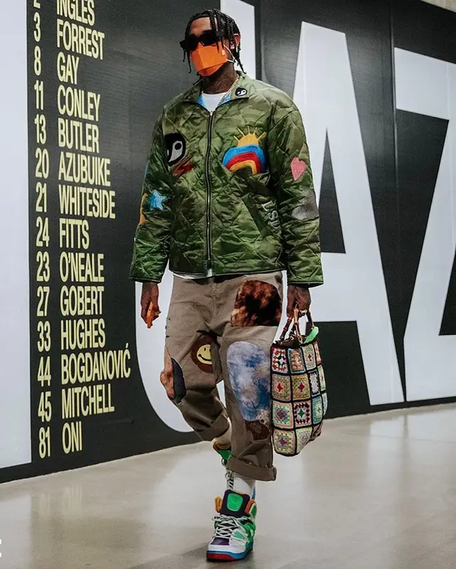 Jordan Clarkson outfit in Cactus Plant Flea Market, Henry Mask, and Human Made, 2021