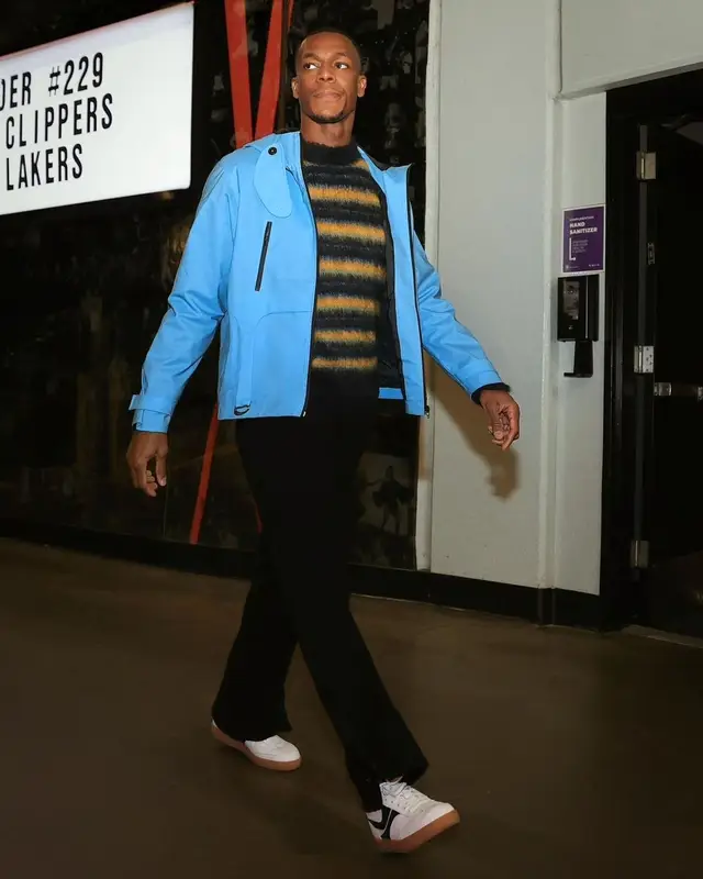 Rajon Rondo outfit in Jacquemus, Marni, and Amiri, 2021