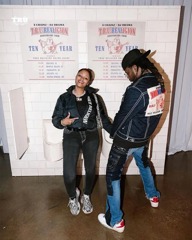 2 Chainz outfit in True Religion, New Era, and 2 Chainz Merch, 2021