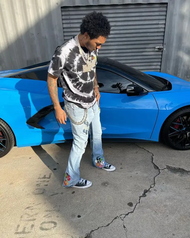 Lil Meech outfit in Gallery Dept. and Converse, 2021