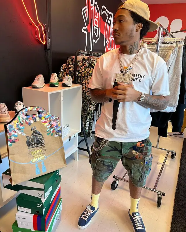 Lil Meech outfit in Puma, Gallery Dept., and Butter Goods, 2021