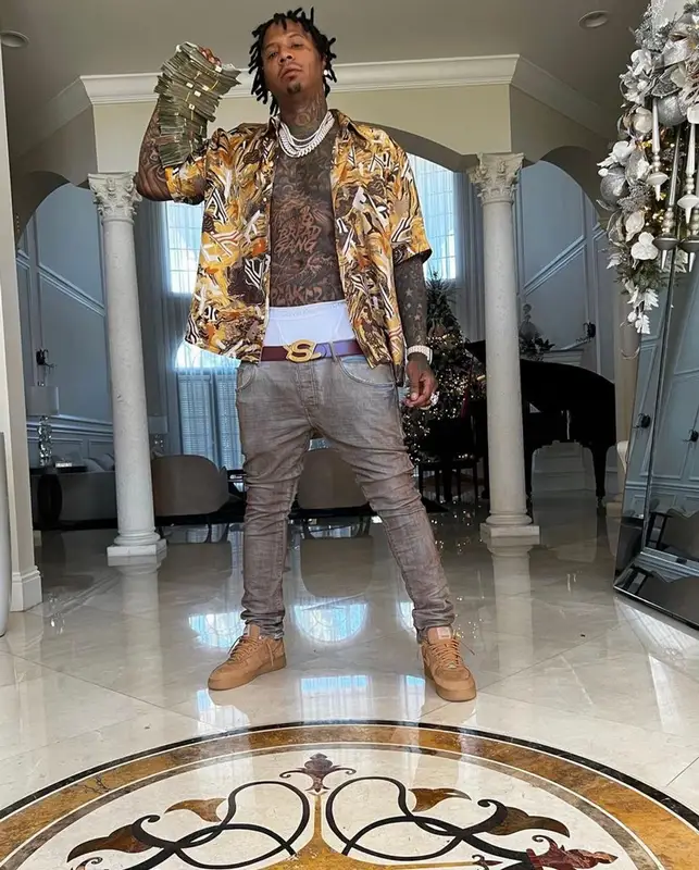 Moneybagg Yo outfit in Fendi, Saint Laurent, and Calvin Klein, 2021