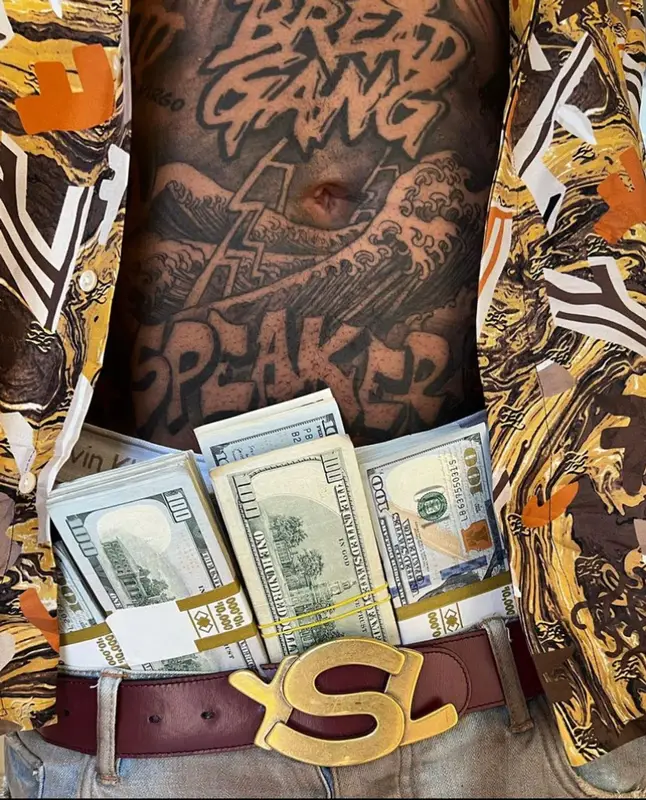 Moneybagg Yo outfit in Fendi, Saint Laurent, and Calvin Klein, 2021