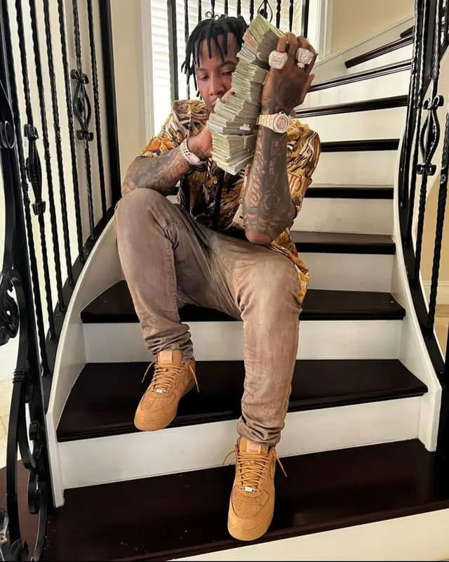 Moneybagg Yo outfit in Fendi, Saint Laurent, and Calvin Klein, 2021