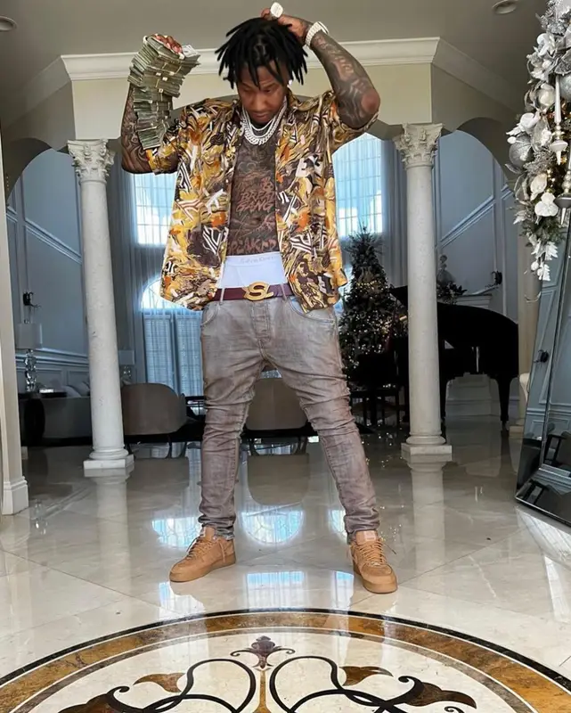 Moneybagg Yo outfit in Fendi, Saint Laurent, and Calvin Klein, 2021