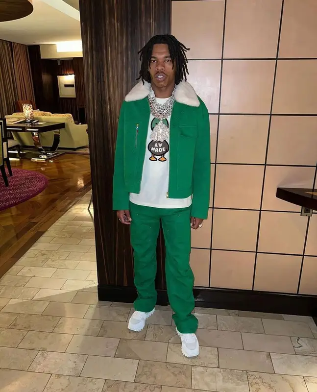 Lil Baby outfit in Louis Vuitton, 2021