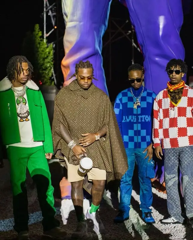 21 Savage outfit in Louis Vuitton, 2021