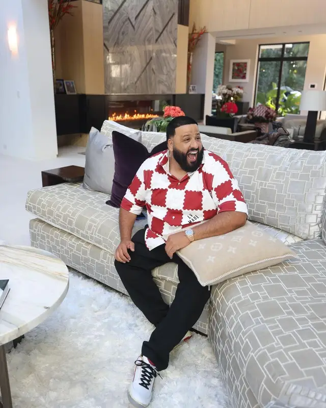 DJ Khaled outfit in Louis Vuitton, Nike, and Off-White, 2021