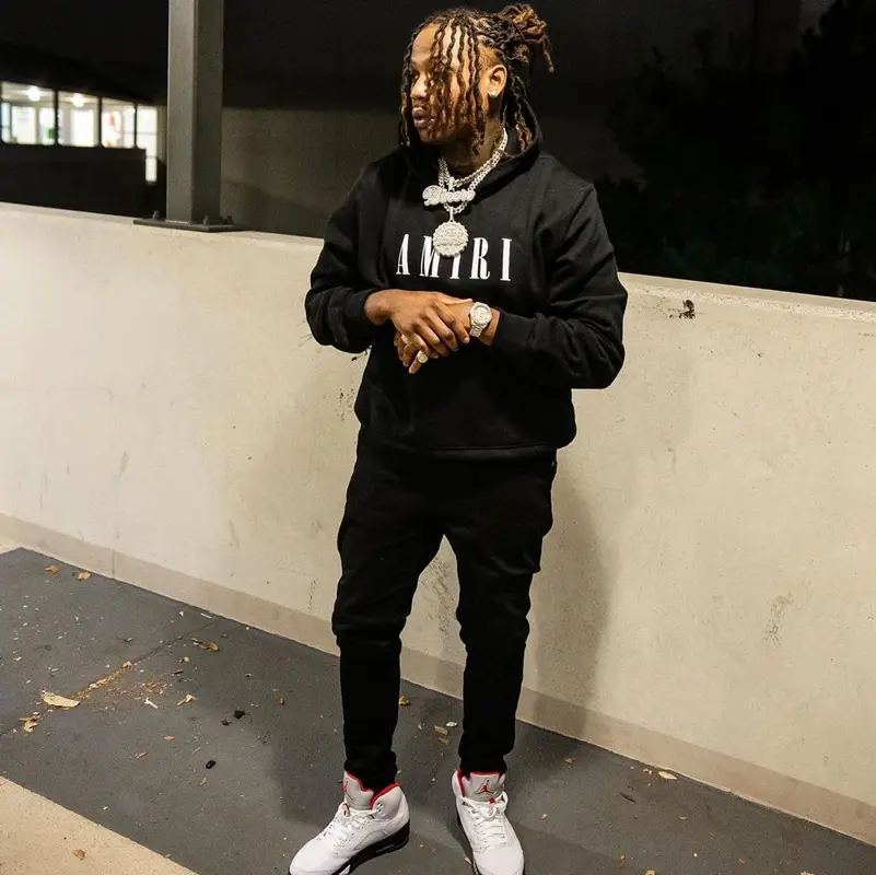 Flipp Dinero outfit in Amiri and Jordan, 2021