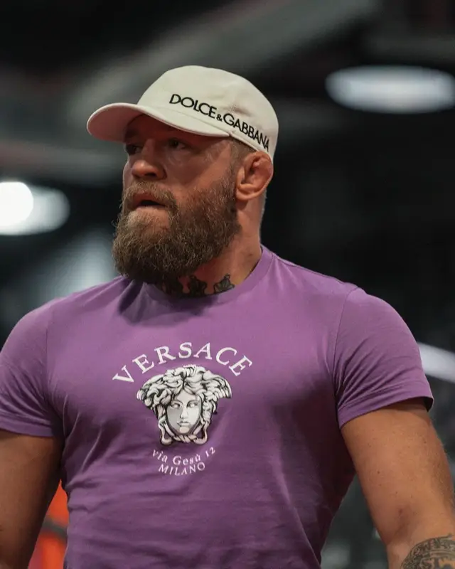 Conor McGregor outfit in Versace, Tom Ford, and Dolce & Gabbana, 2021