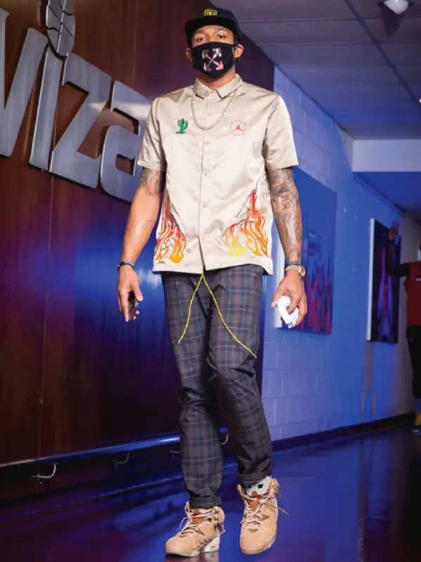 Bradley Beal outfit in Christos, Nike, and Rhude, 2021