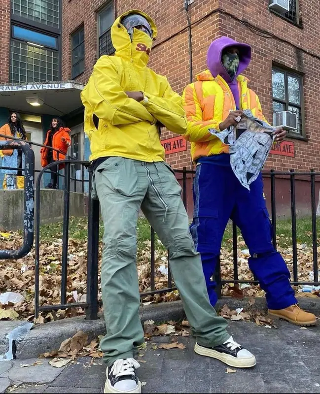 ASAP Rocky outfit in ERL, Needles, and AWGE, 2021