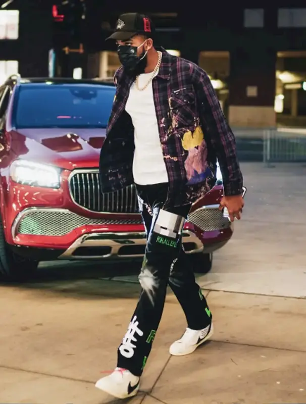 Karl Anthony Towns outfit in Nike and Off-White, 2021