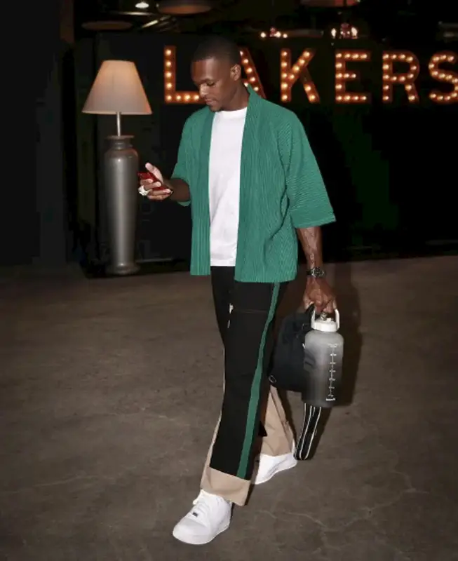 Rajon Rondo outfit in Homme, Marni, and Issey Miyake, 2021