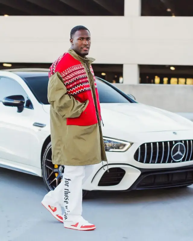 Devin White outfit in Junya Watanabe, For Those Who Sin, and Nike, 2021