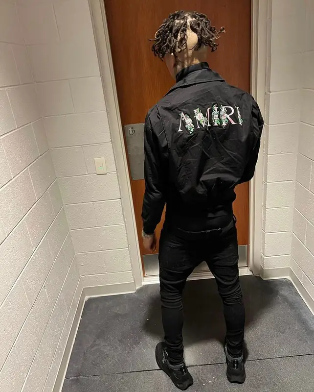 NLE Choppa outfit in Amiri, Valabasas, and Off-White, 2021