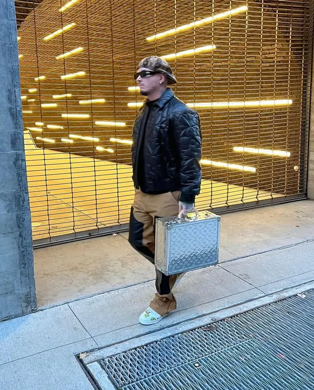 J Balvin outfit in Nigo and Louis Vuitton, 2021