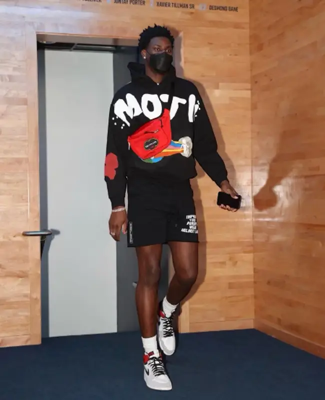 Jaren Jackson Jr. outfit in Cactus Plant Flea Market, Helmut Lang, and Balenciaga, 2021