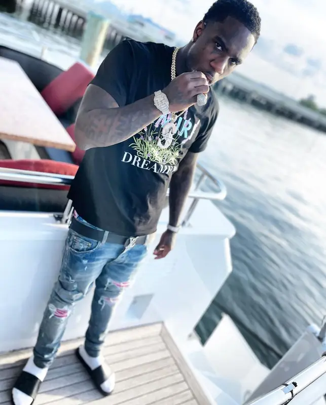 Dusty Locane outfit in Amiri and Louis Vuitton, 2021
