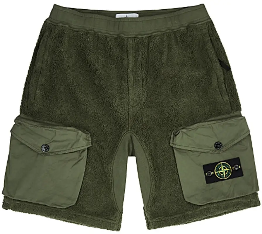 Stone Island Army Green Fleece Shorts $350
