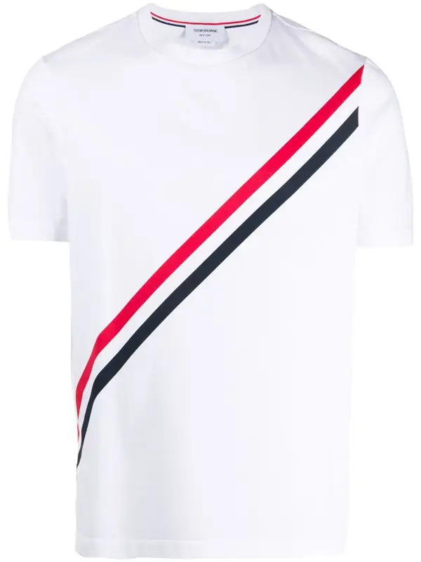 Thom Browne Printed Rwb Stripe Cotton Jersey T-Shirt $530