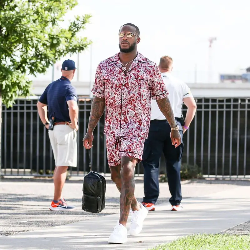 Kareem Jackson outfit in Amiri and Nike, 2021