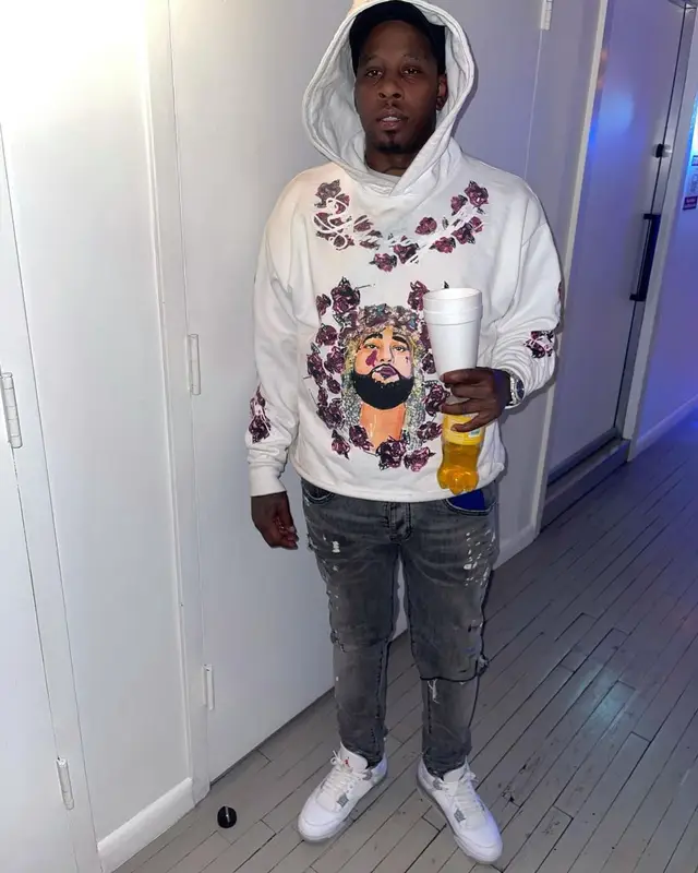 Lil Duke outfit in Vlone, Amiri, and Elliot Eliantte, 2021