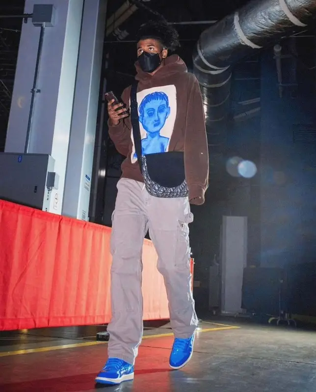 Jalen Green outfit in Blueboii, Dior, and Henry Mask, 2021