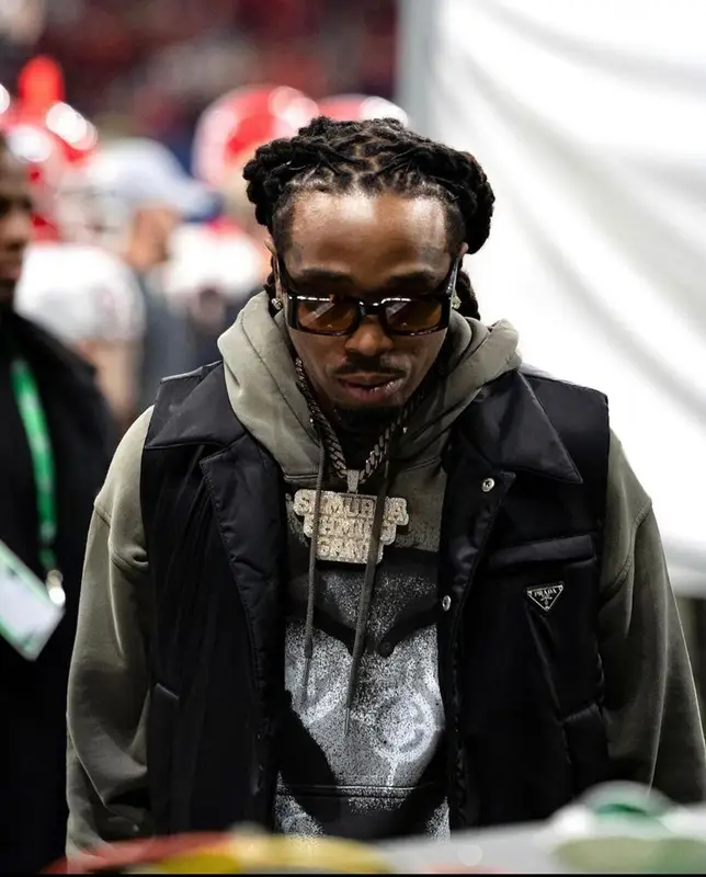 Quavo outfit in Prada, Givenchy, and Jacques Marie Mage, 2021
