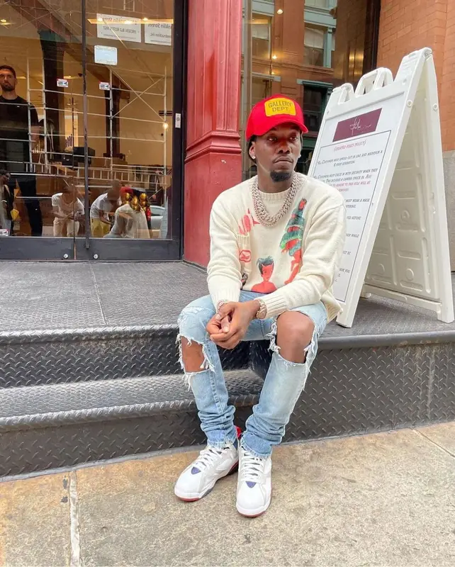 Offset outfit in Sicko, Jordan, and Gallery Dept., 2021