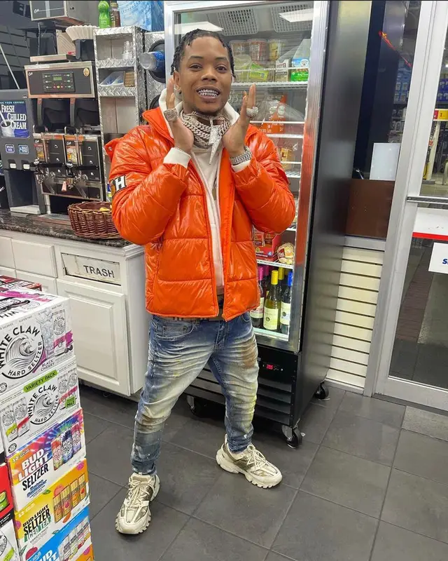 Lil Migo outfit in Born Hustla, Off-White, and Burberry, 2021