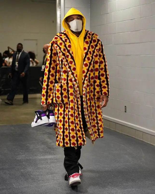 PJ Tucker outfit in Gucci, Nike, and Off-White, 2021