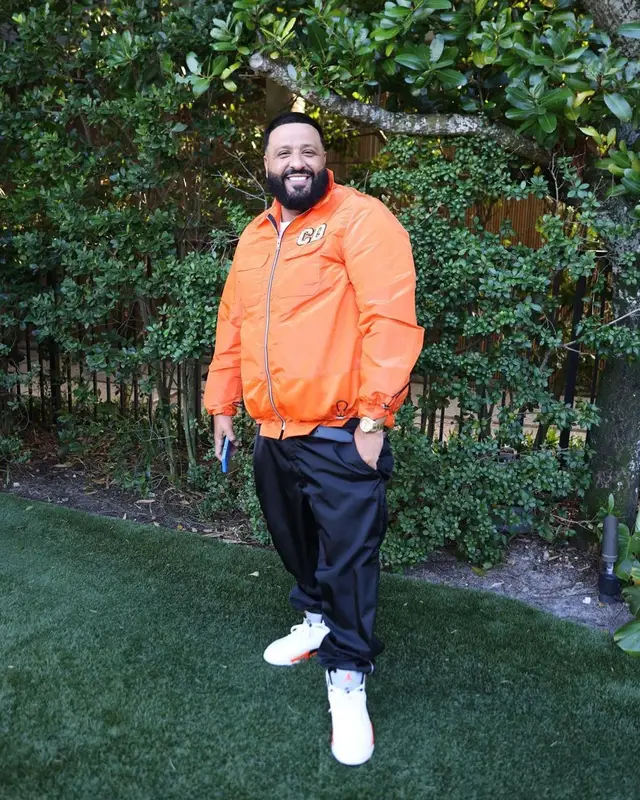 DJ Khaled outfit in Dior, Jordan, and Kenny Scharf, 2021