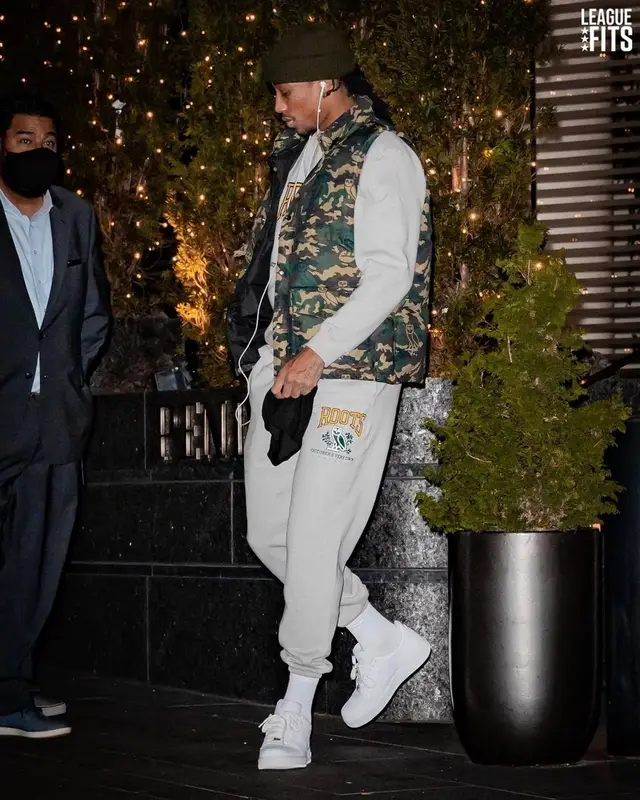 Demar Derozan outfit in Bape, Roots, and OVO, 2021