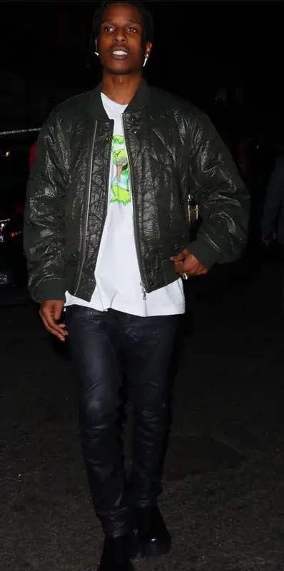 ASAP Rocky outfit in Dries Van Noten, Rick Owens, and Prada, 2021