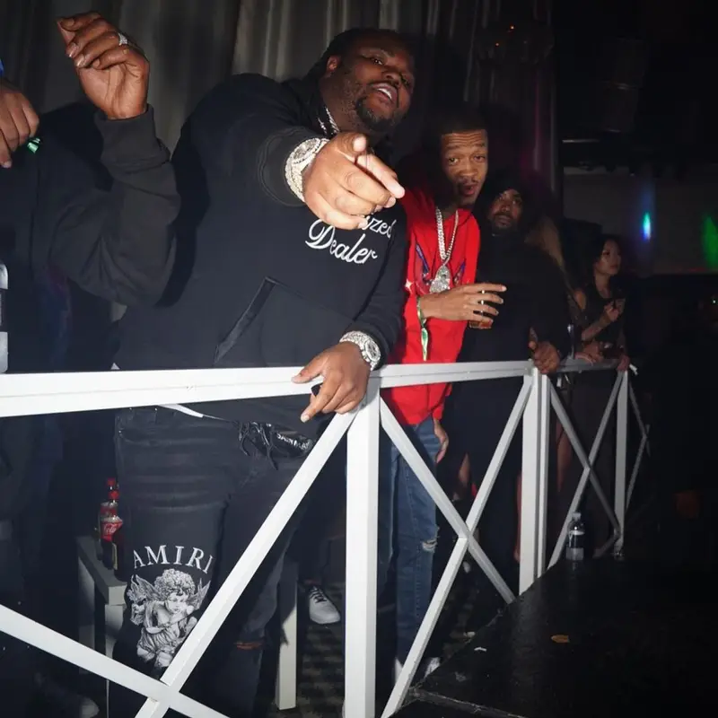 Tee Grizzley outfit in Just Don, Amiri, and Saint Laurent, 2021