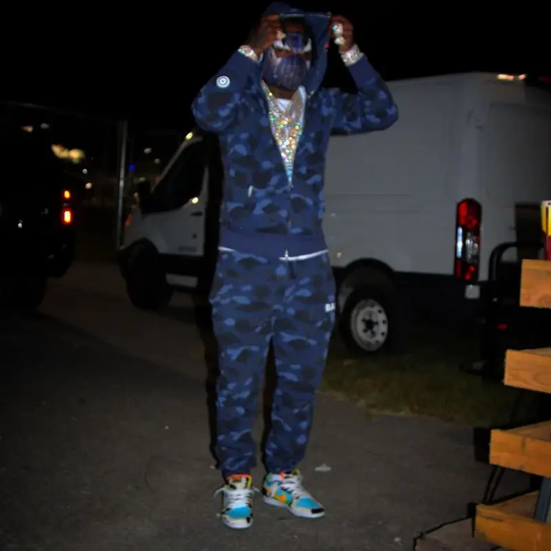 EST Gee outfit in Bape, Nike, and Ben & Jerry's, 2021