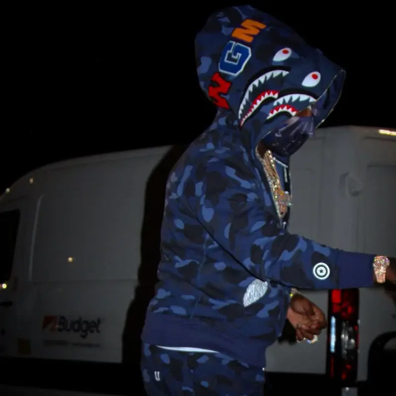 EST Gee outfit in Bape, Nike, and Ben & Jerry's, 2021