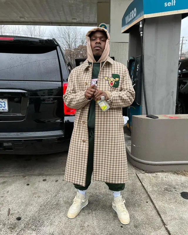DaBaby outfit in Burberry, Jordan, and Nike, 2021