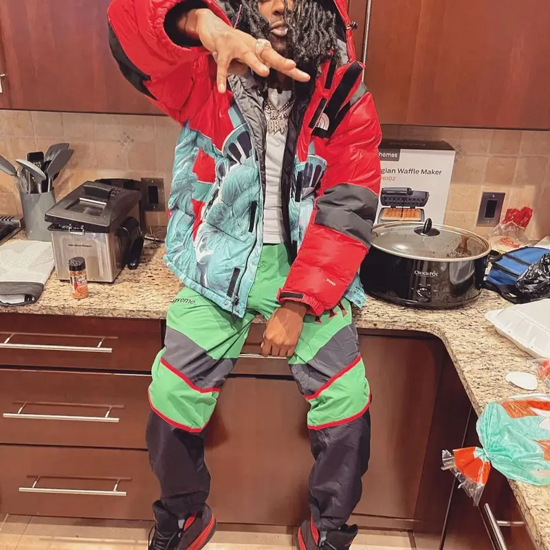 Baby Smoove outfit in Supreme, New York Yankees, and The North Face, 2021
