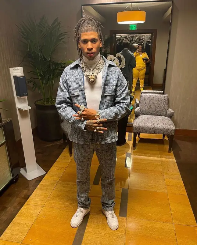 NLE Choppa outfit in Givenchy and Nike, 2021