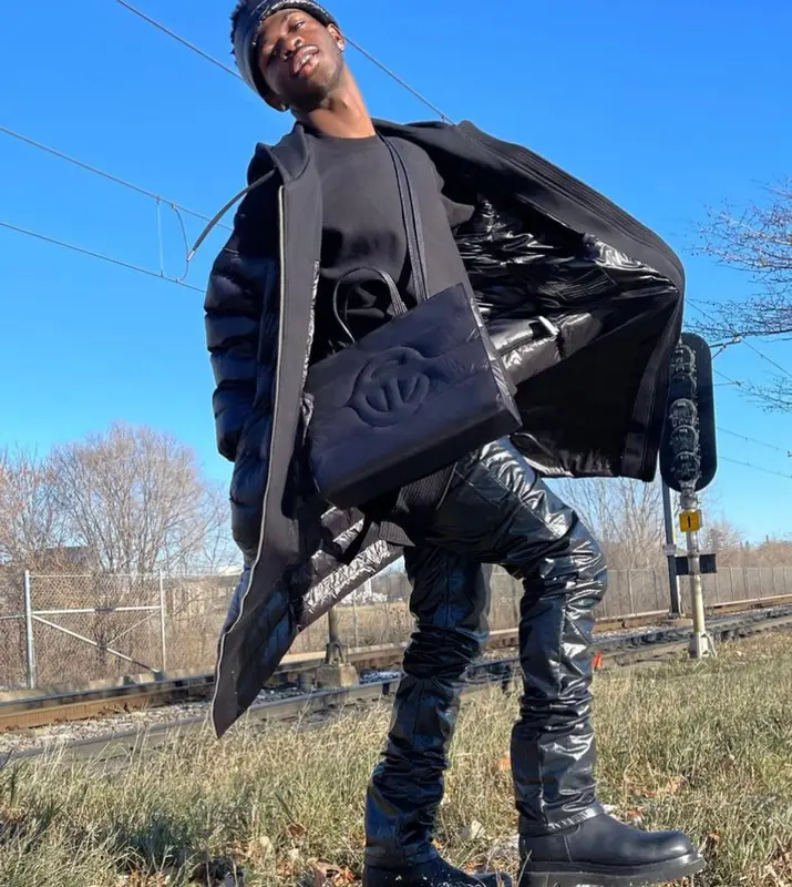 Lil Nas X outfit in Rick Owens, Bottega Veneta, and Telfar, 2021