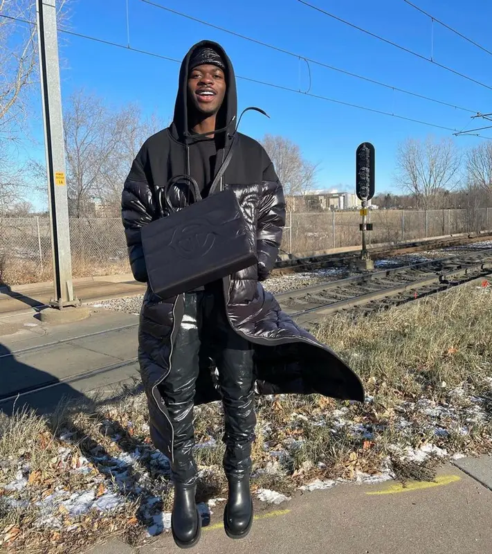 Lil Nas X outfit in Rick Owens, Bottega Veneta, and Telfar, 2021